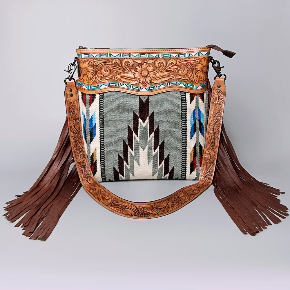 American Darling Hand-Tooled Saddle Blanket Leather Crossbody Bag