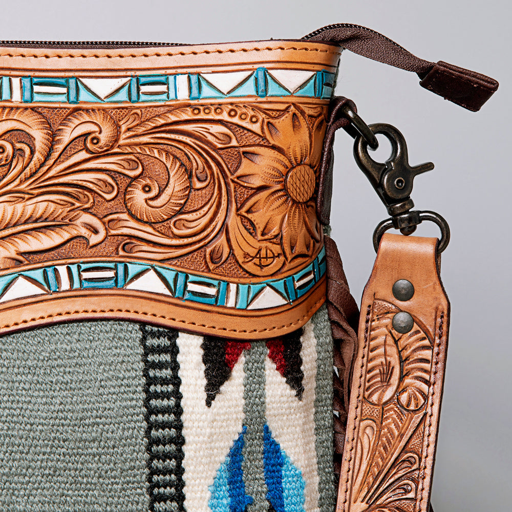 American Darling Hand-Tooled Saddle Blanket Leather Crossbody Bag