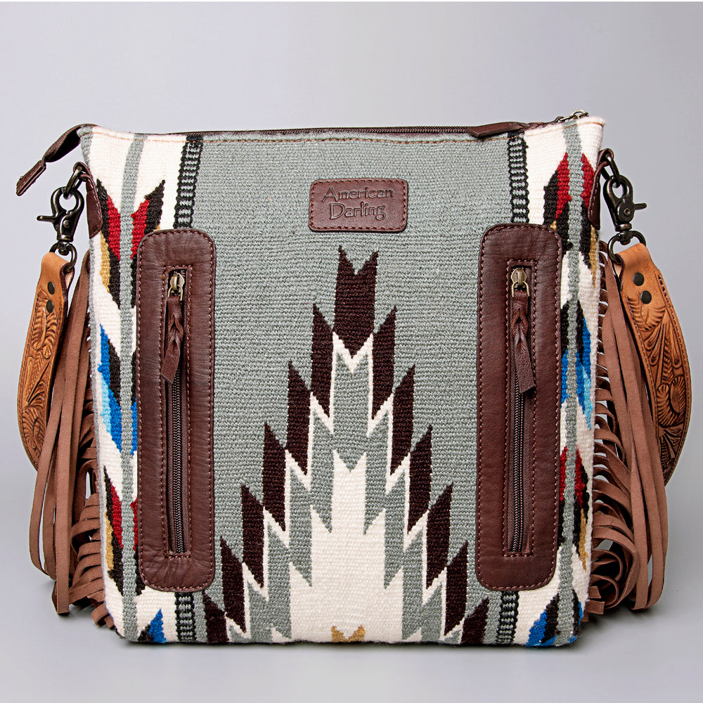 American Darling Hand-Tooled Saddle Blanket Leather Crossbody Bag
