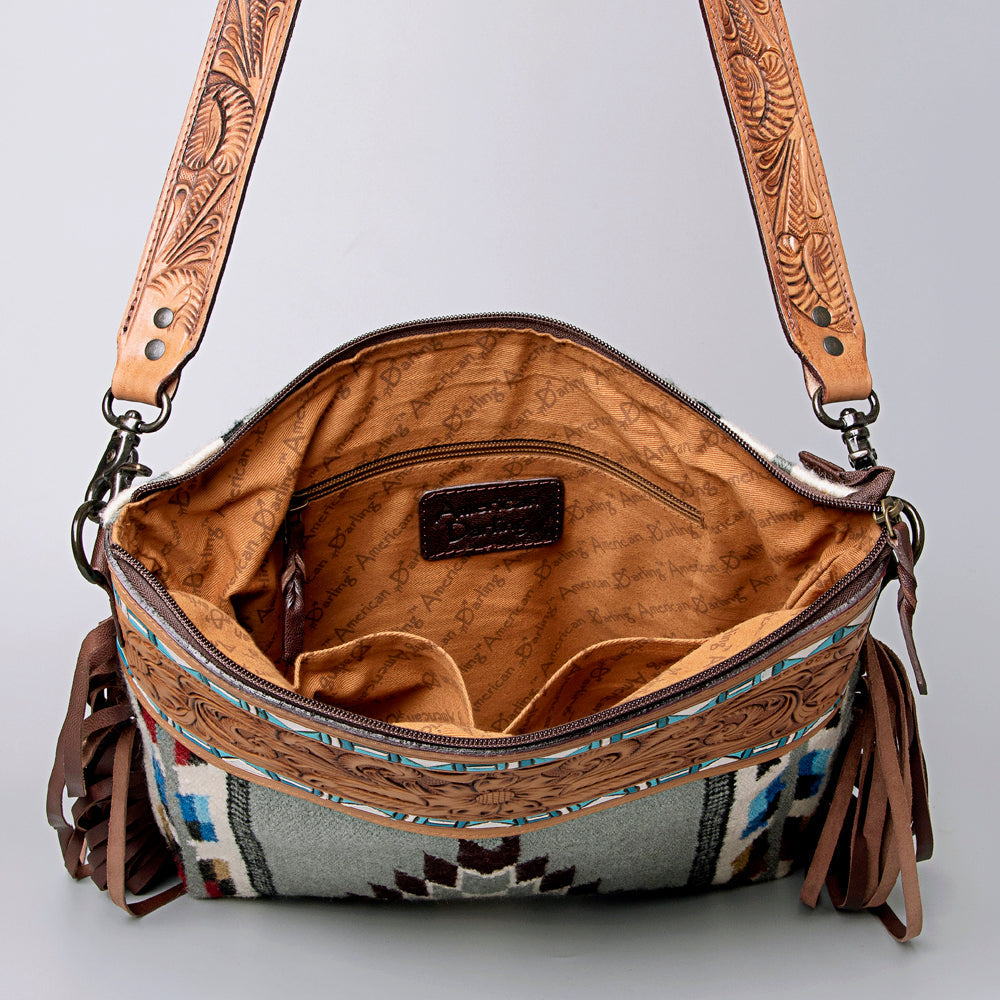 American Darling Hand-Tooled Saddle Blanket Leather Crossbody Bag