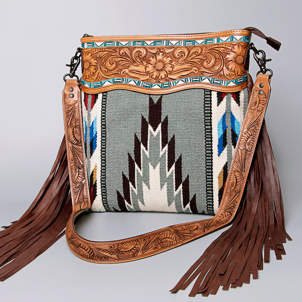 American Darling Hand-Tooled Saddle Blanket Leather Crossbody Bag