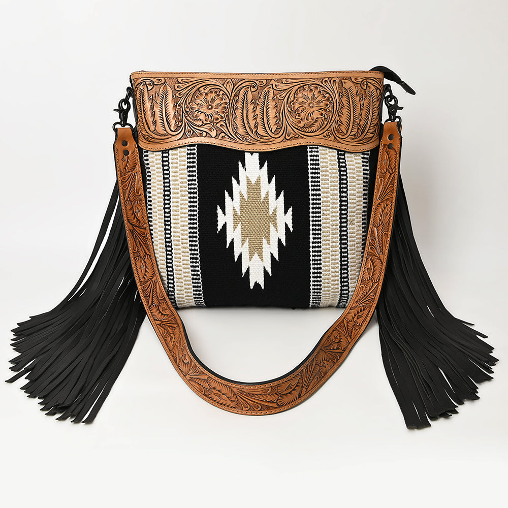 American Darling Hand-Tooled Saddle Blanket Leather Crossbody Bag