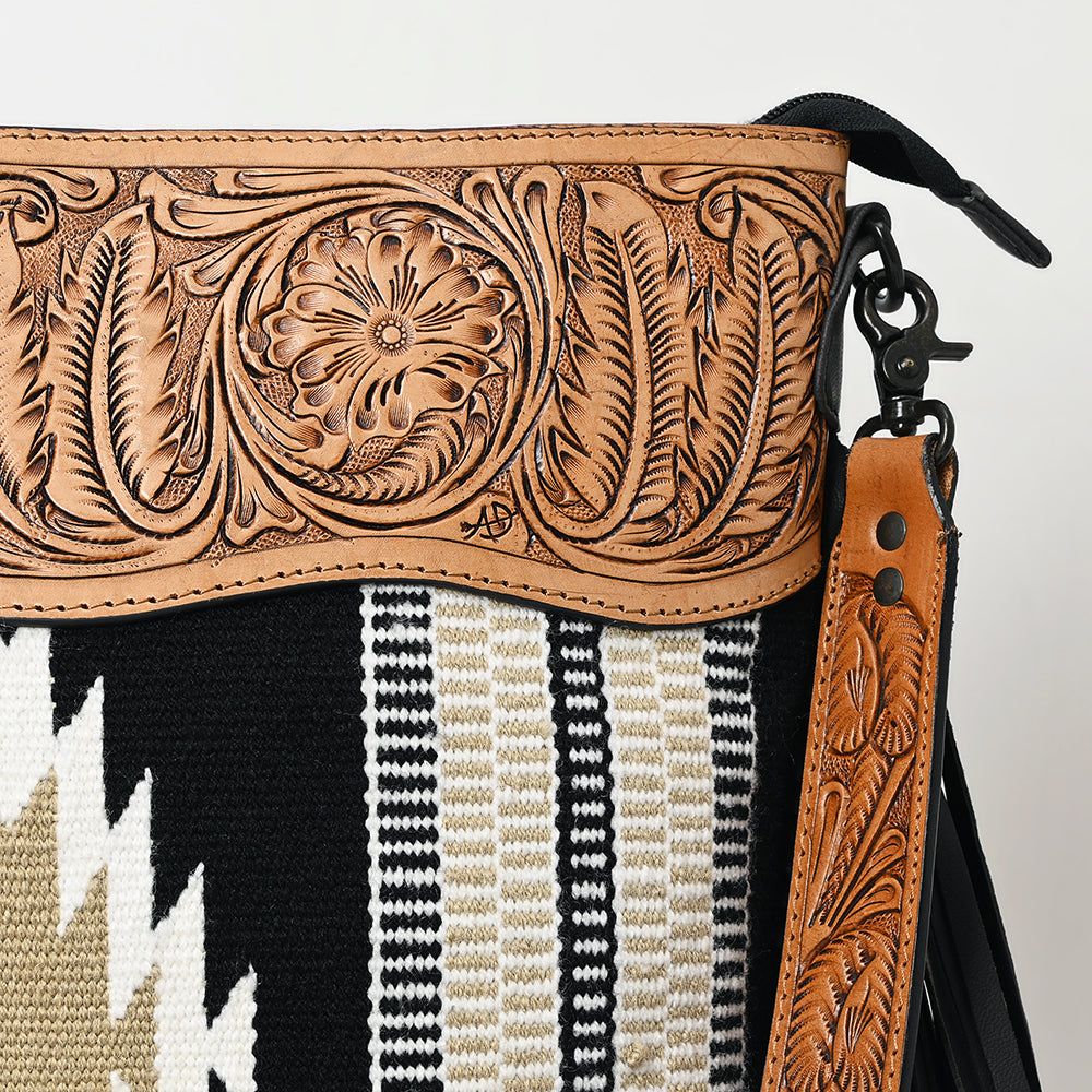 American Darling Hand-Tooled Saddle Blanket Leather Crossbody Bag