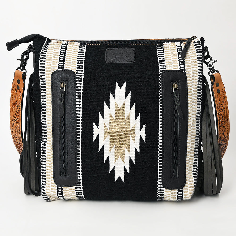 American Darling Hand-Tooled Saddle Blanket Leather Crossbody Bag