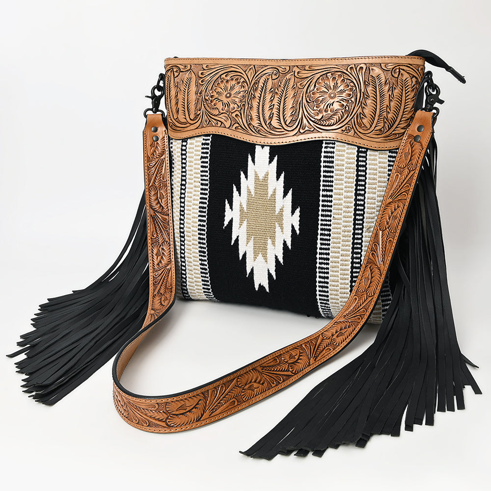 American Darling Hand-Tooled Saddle Blanket Leather Crossbody Bag