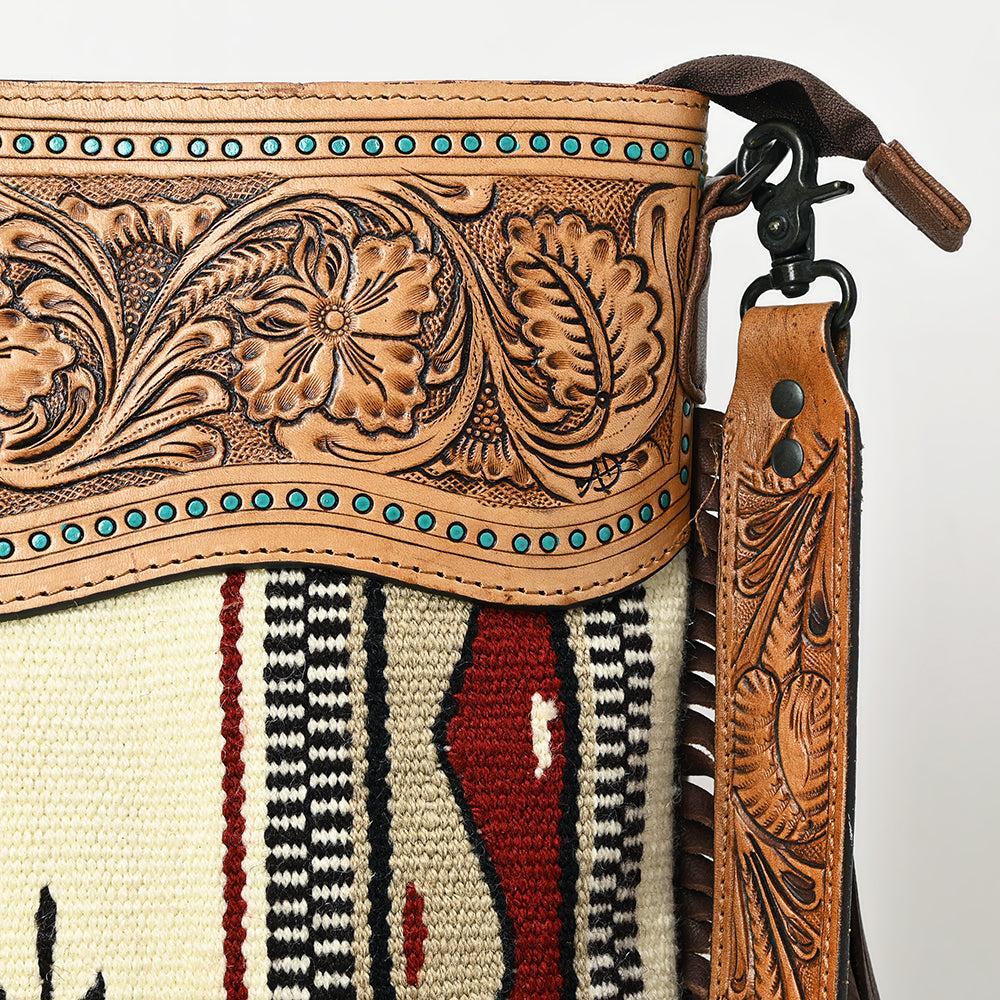 American Darling Hand-Tooled Saddle Blanket Leather Crossbody Bag