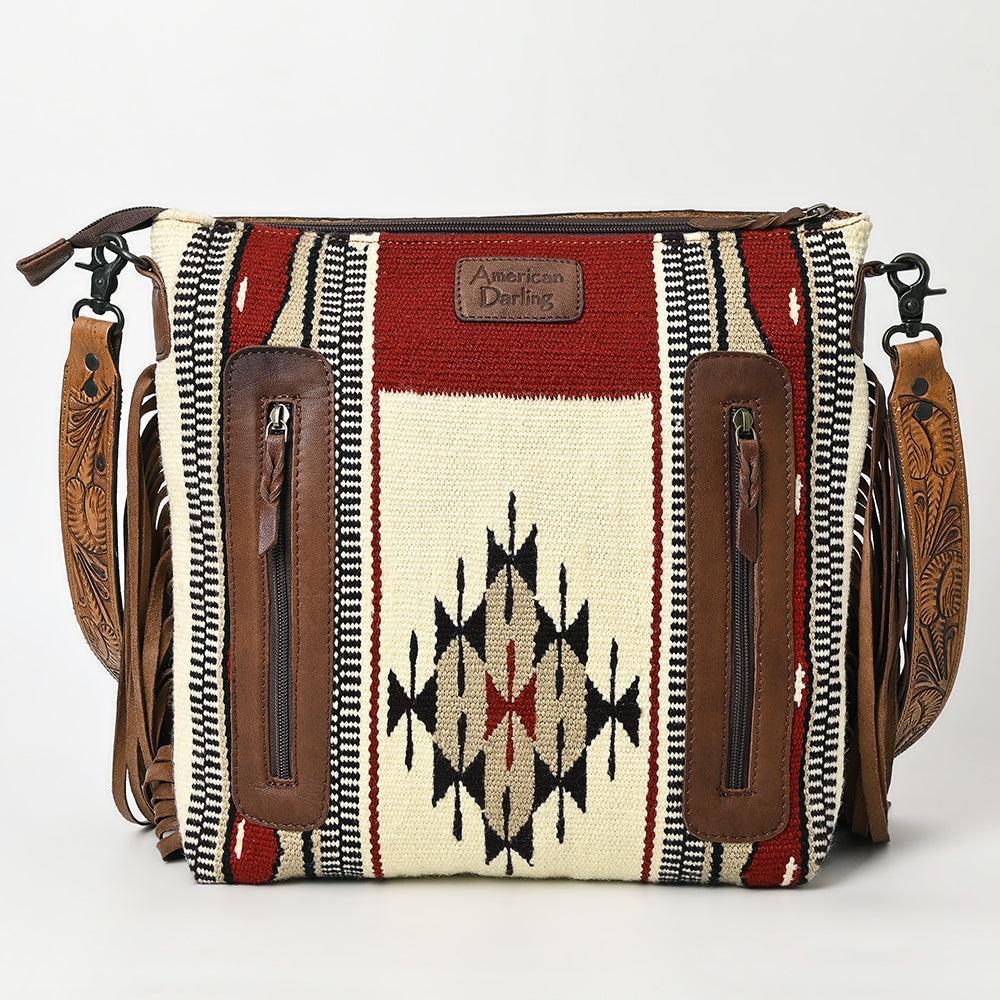 American Darling Hand-Tooled Saddle Blanket Leather Crossbody Bag