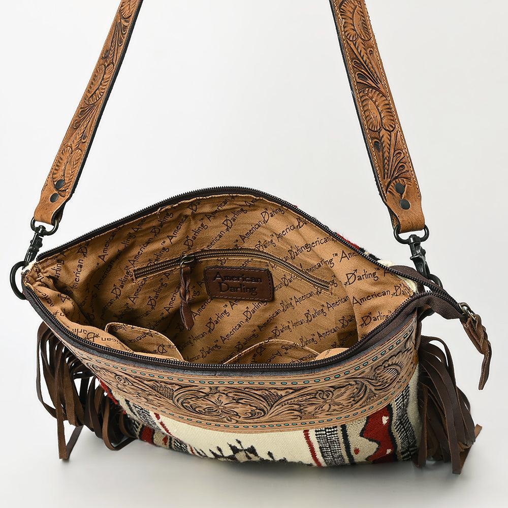 American Darling Hand-Tooled Saddle Blanket Leather Crossbody Bag