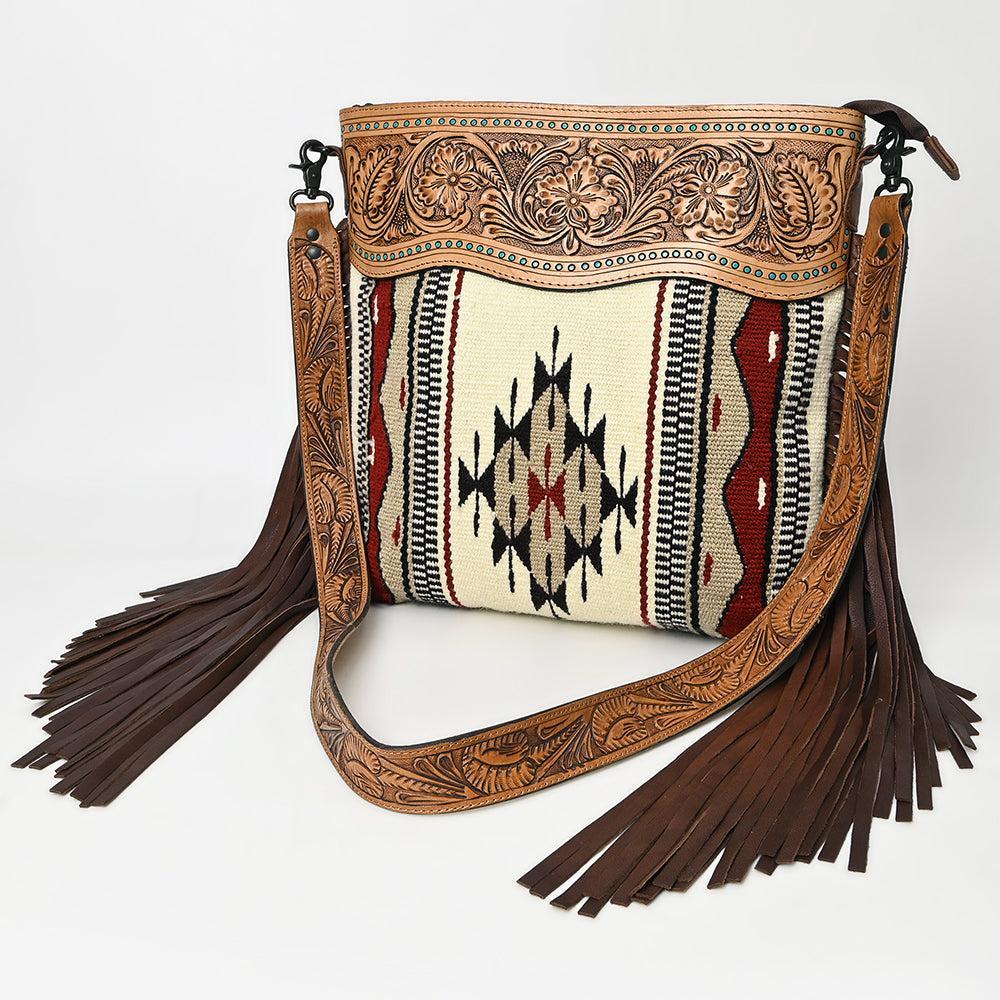 American Darling Hand-Tooled Saddle Blanket Leather Crossbody Bag