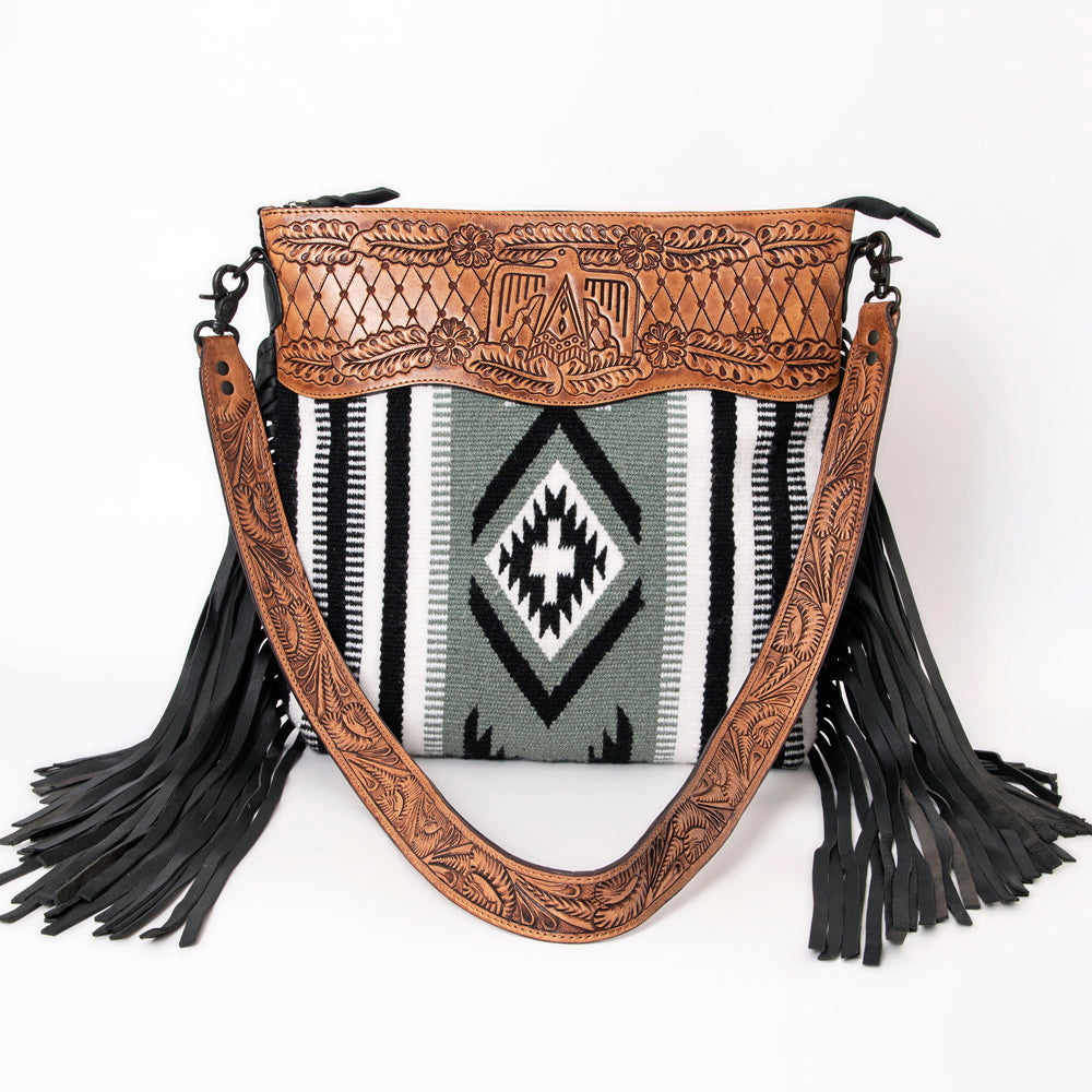 American Darling Hand-Tooled Saddle Blanket Leather Crossbody Bag