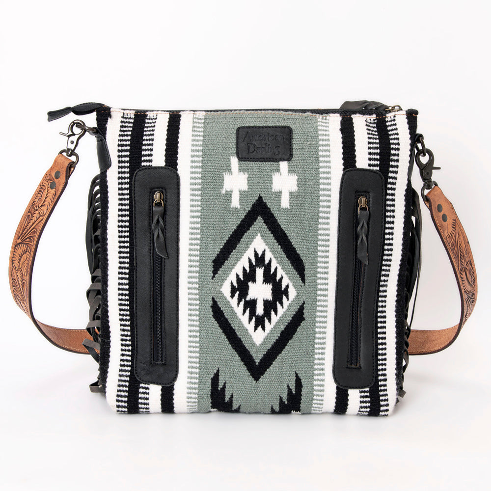 American Darling Hand-Tooled Saddle Blanket Leather Crossbody Bag