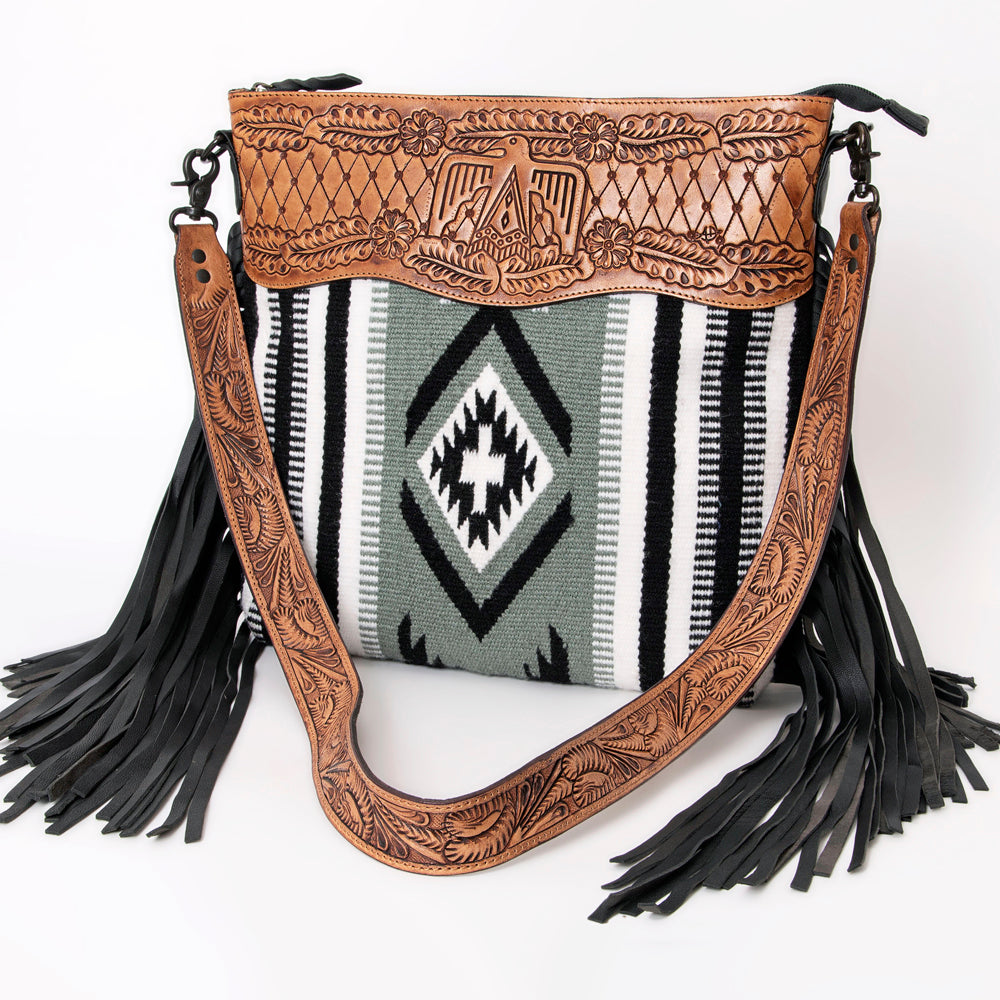 American Darling Hand-Tooled Saddle Blanket Leather Crossbody Bag