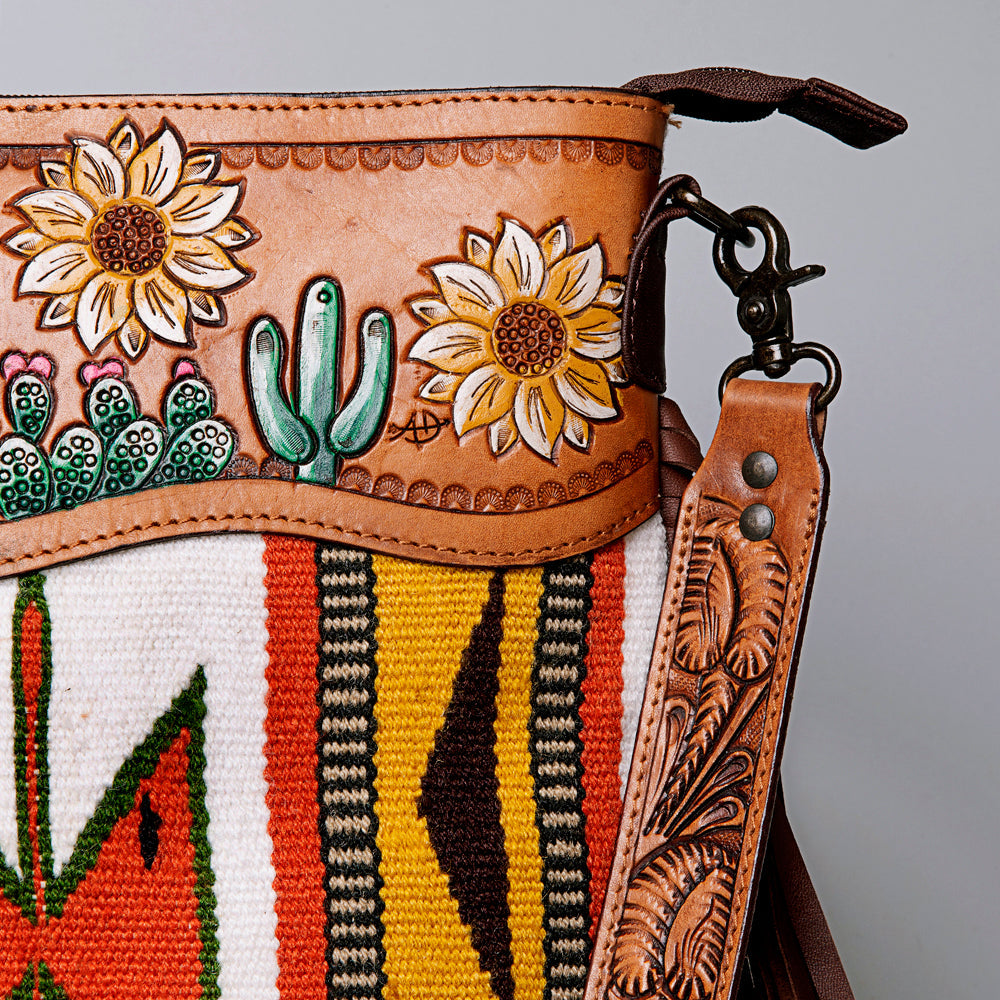 American Darling Hand-Tooled Saddle Blanket Leather Crossbody Bag