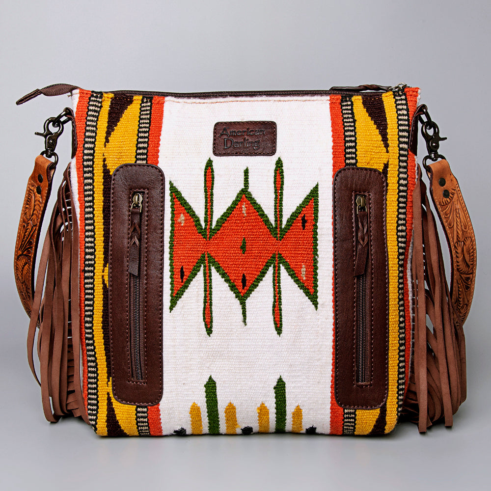 American Darling Hand-Tooled Saddle Blanket Leather Crossbody Bag