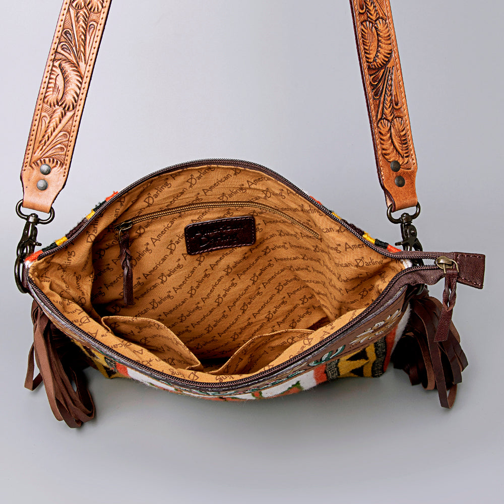 American Darling Hand-Tooled Saddle Blanket Leather Crossbody Bag
