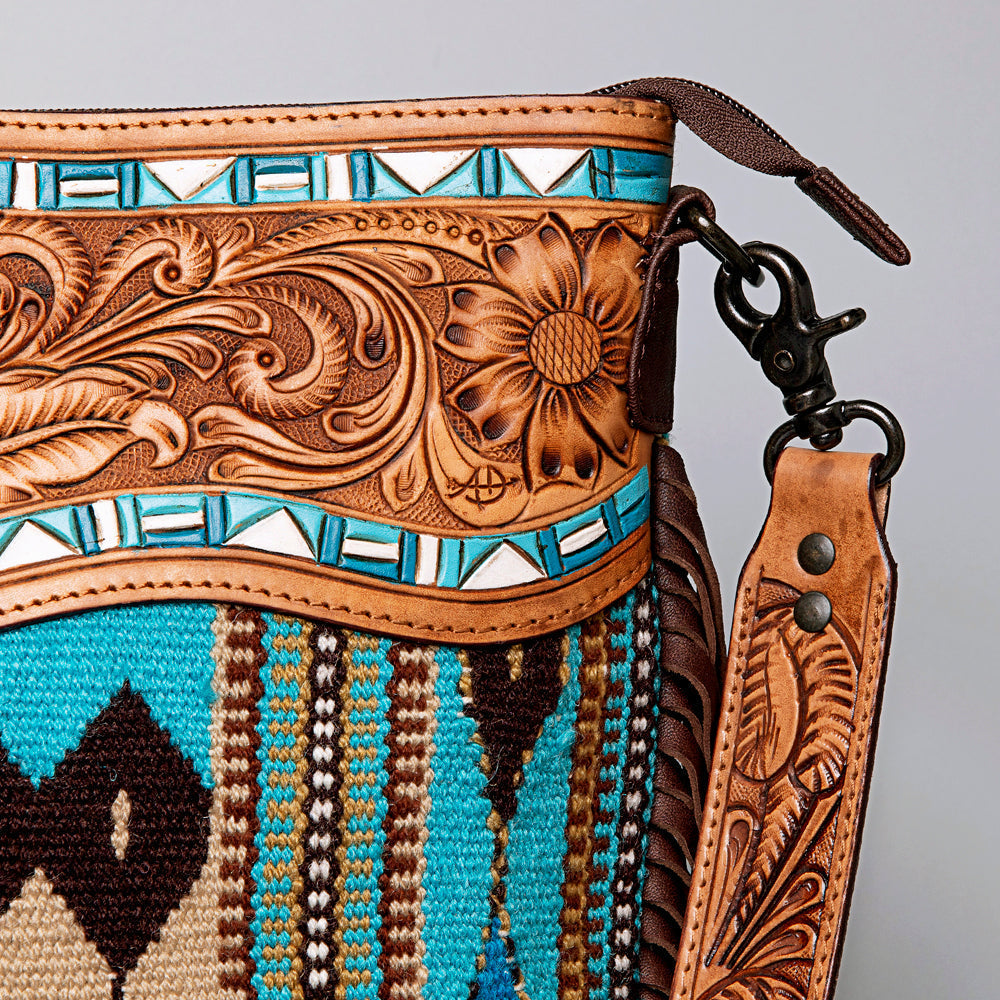 American Darling Hand-Tooled Saddle Blanket Leather Crossbody Bag