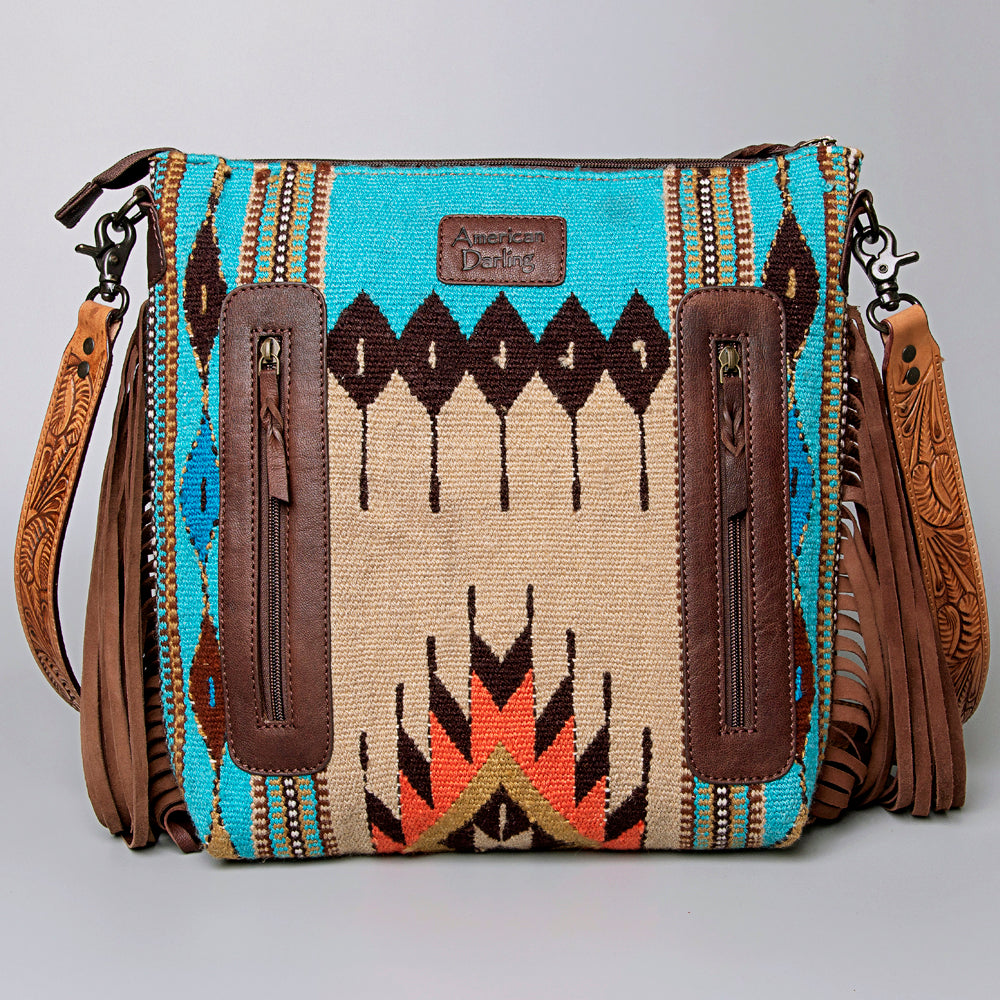 American Darling Hand-Tooled Saddle Blanket Leather Crossbody Bag