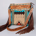 American Darling Hand-Tooled Saddle Blanket Leather Crossbody Bag