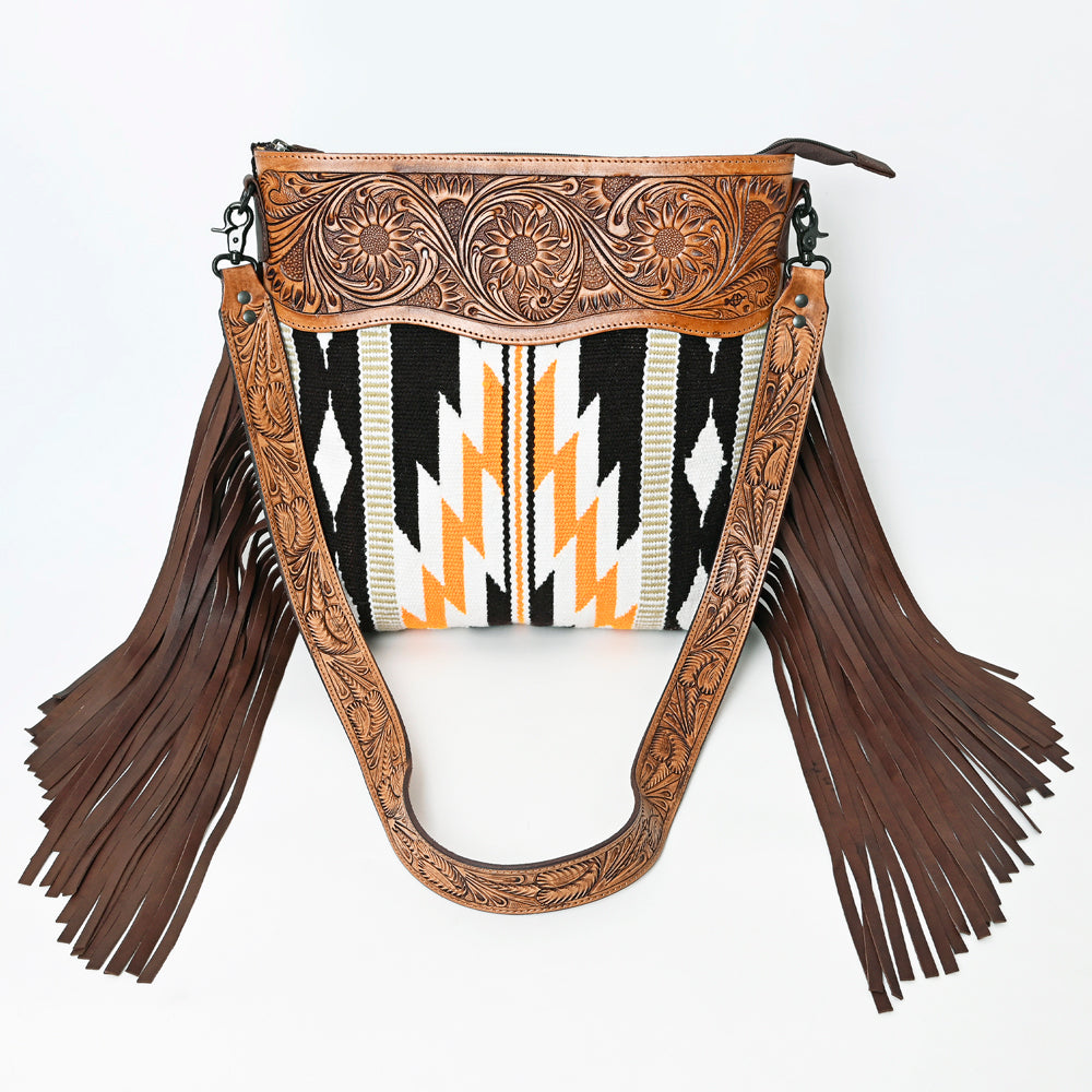 American Darling Hand-Tooled Saddle Blanket Leather Crossbody Bag