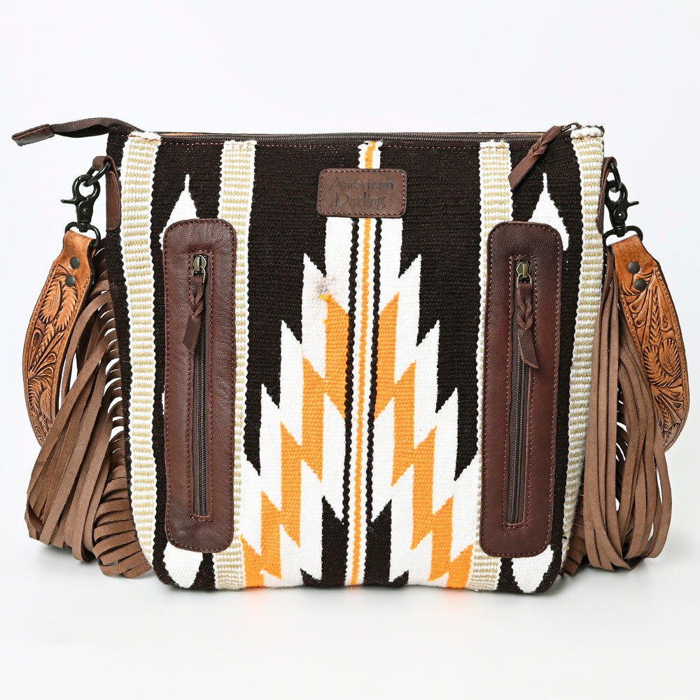 American Darling Hand-Tooled Saddle Blanket Leather Crossbody Bag