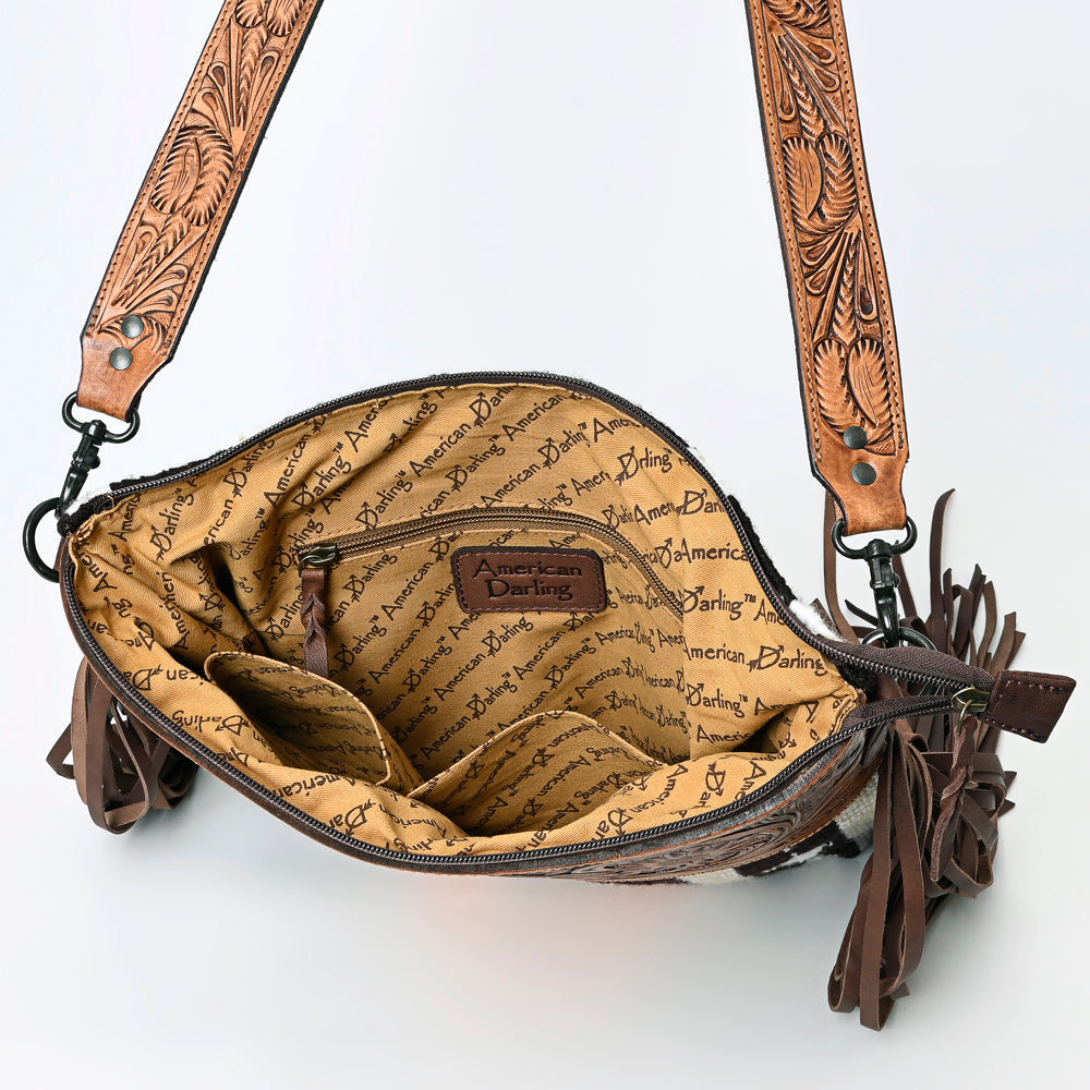 American Darling Hand-Tooled Saddle Blanket Leather Crossbody Bag