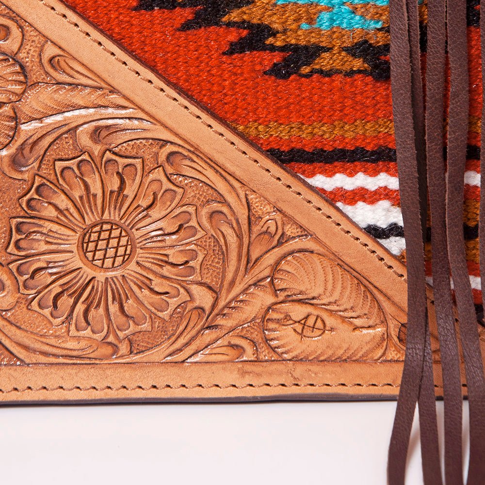 American Darling Tote Hand Tooled Saddle Blanket Genuine Leather