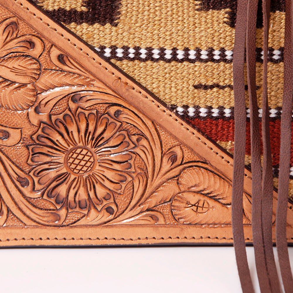 American Darling Tote Hand Tooled Saddle Blanket Genuine Leather