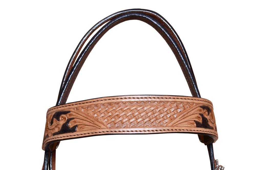 COMFYTACK By Hilason Western Horse Leather Breast Collar Headstall Set Side Buck Stitch Tan