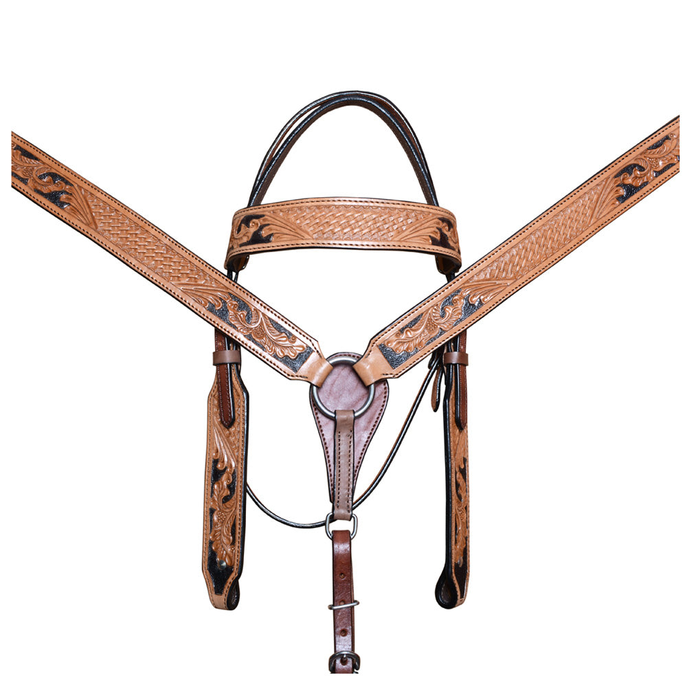 COMFYTACK by HILASON Western Horse Leather Headstall & Breast Collar Tan | Tack Set for Horses