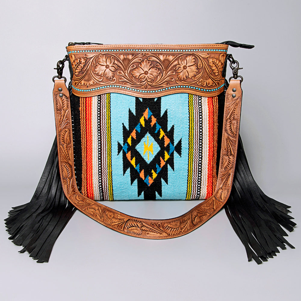 American Darling Hand-Tooled Saddle Blanket Leather Crossbody Bag