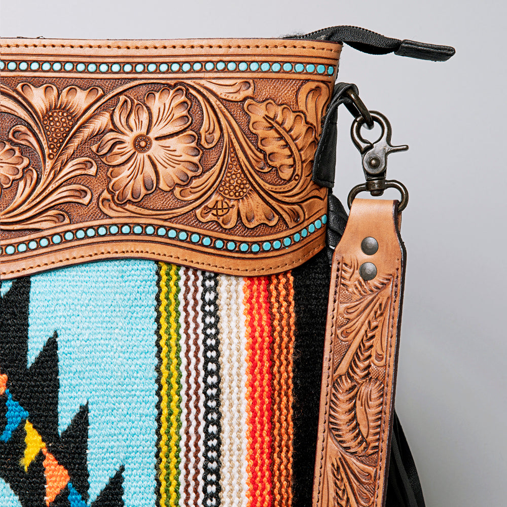 American Darling Hand-Tooled Saddle Blanket Leather Crossbody Bag