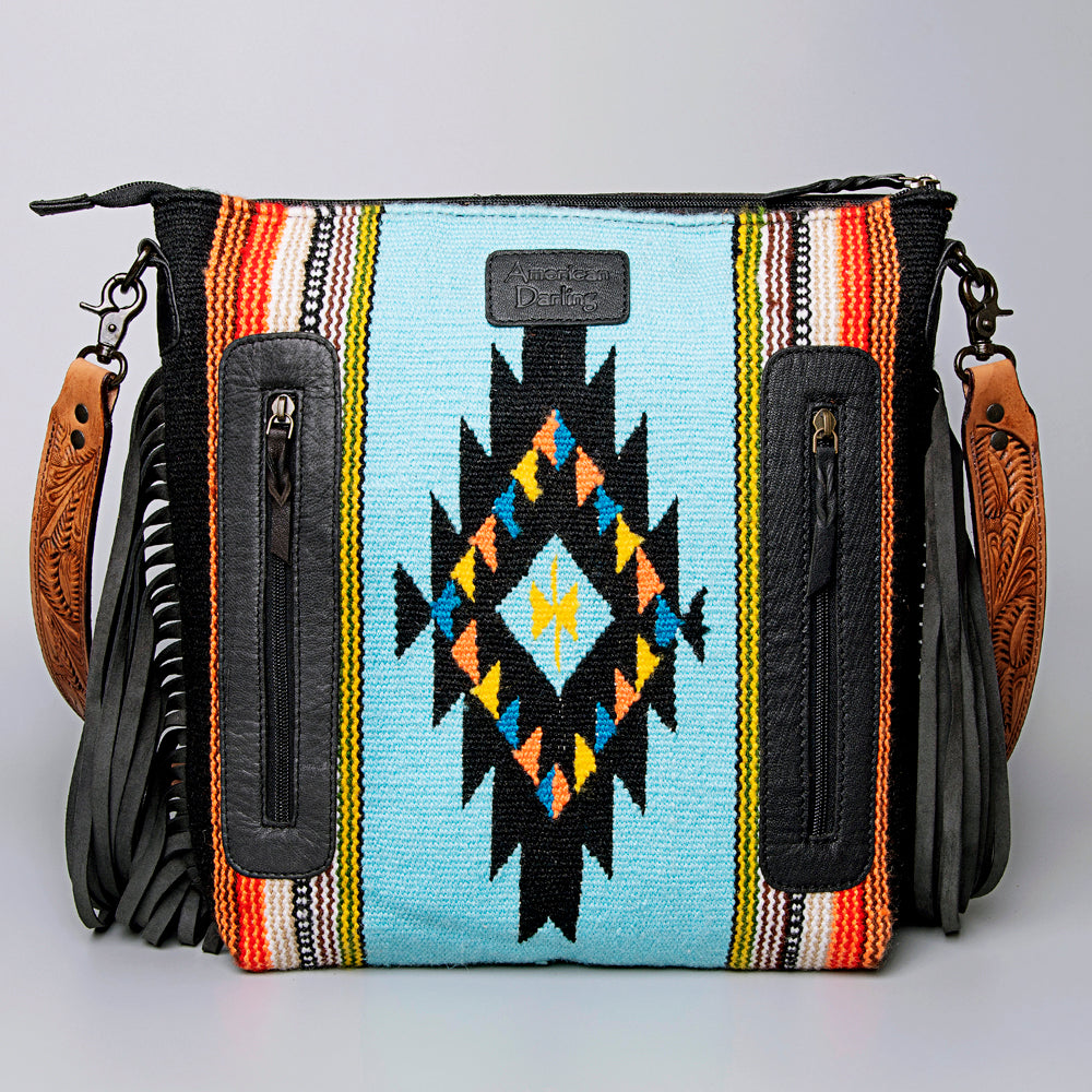 American Darling Hand-Tooled Saddle Blanket Leather Crossbody Bag