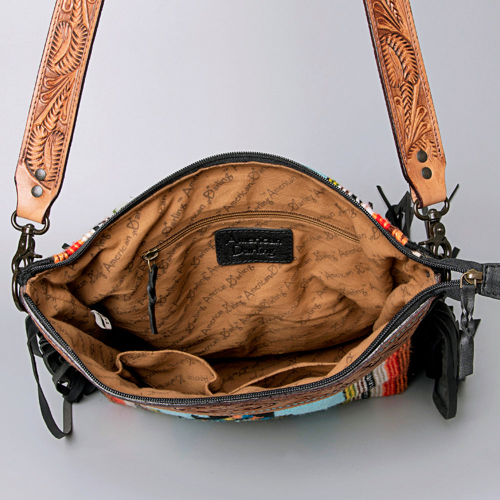 American Darling Hand-Tooled Saddle Blanket Leather Crossbody Bag