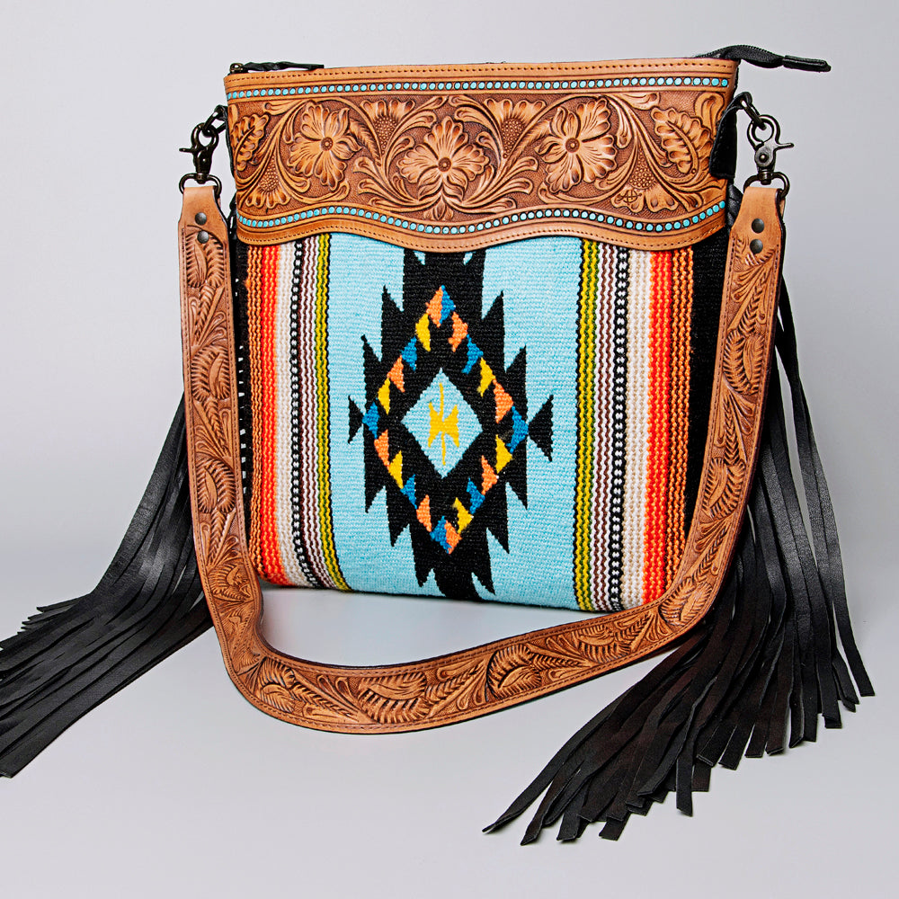 American Darling Hand-Tooled Saddle Blanket Leather Crossbody Bag