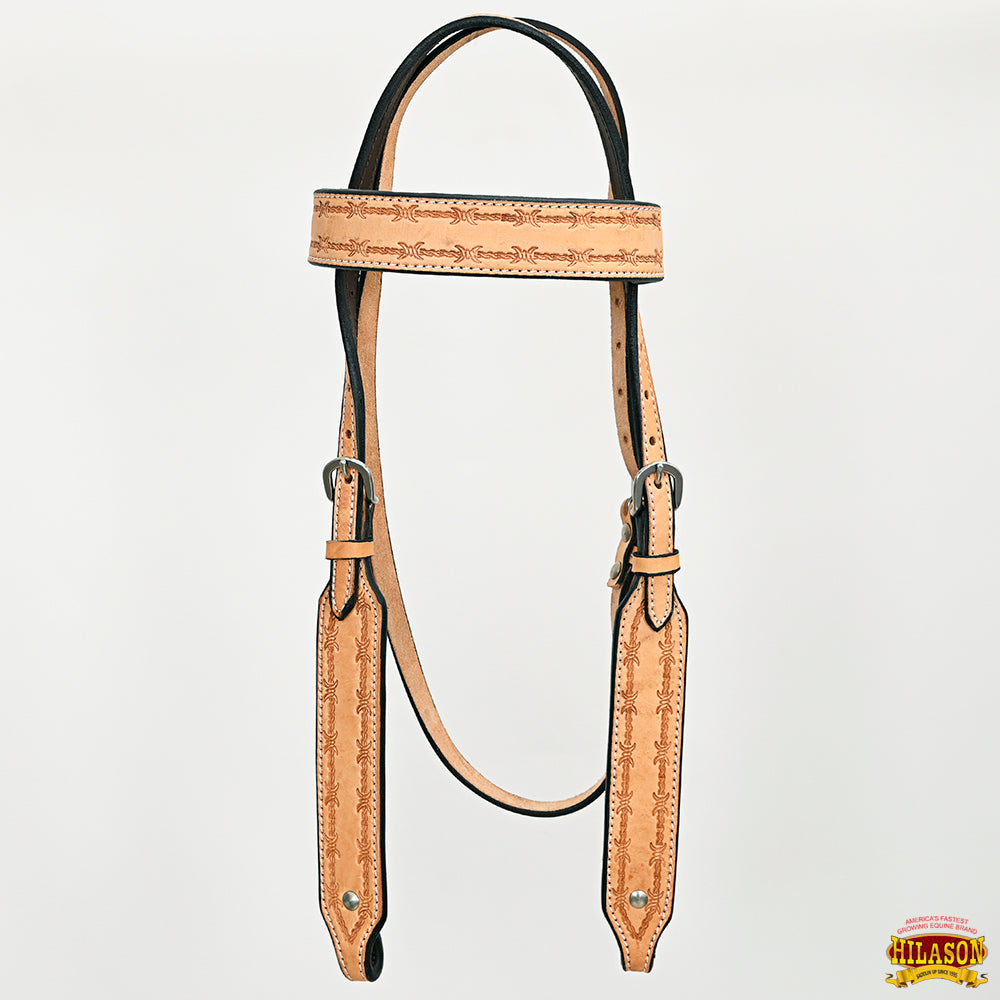 Hilason Western Horse Headstall Handtooled Crafted American Leather Tan | For Horses |Headstall Show
