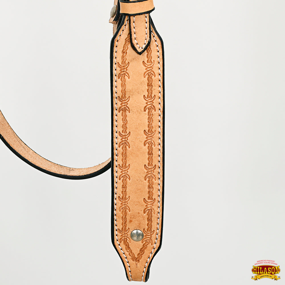 Hilason Western Horse Headstall Handtooled Crafted American Leather Tan | For Horses |Headstall Show