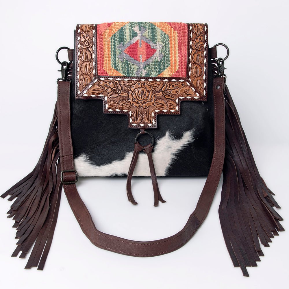 American Darling Crossbody Hand Tooled Hair-On Genuine Leather
