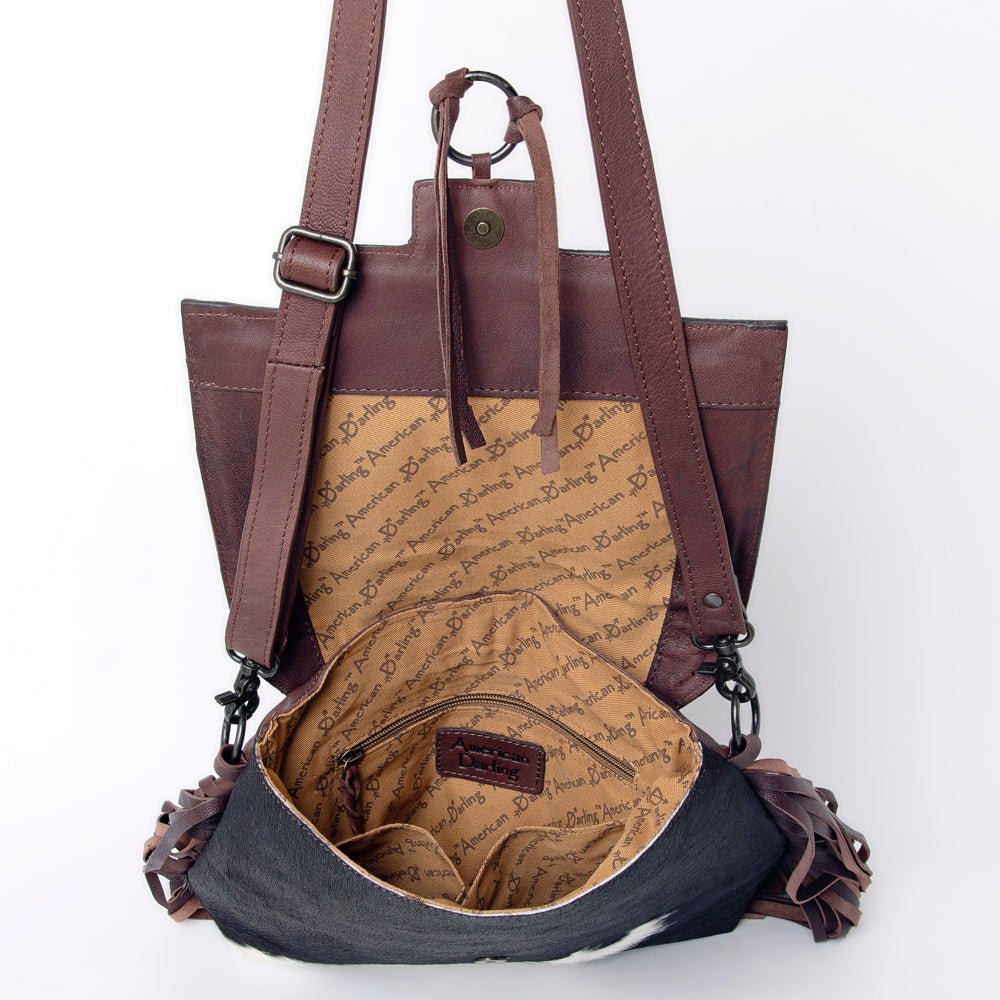 American Darling Crossbody Hand Tooled Hair-On Genuine Leather