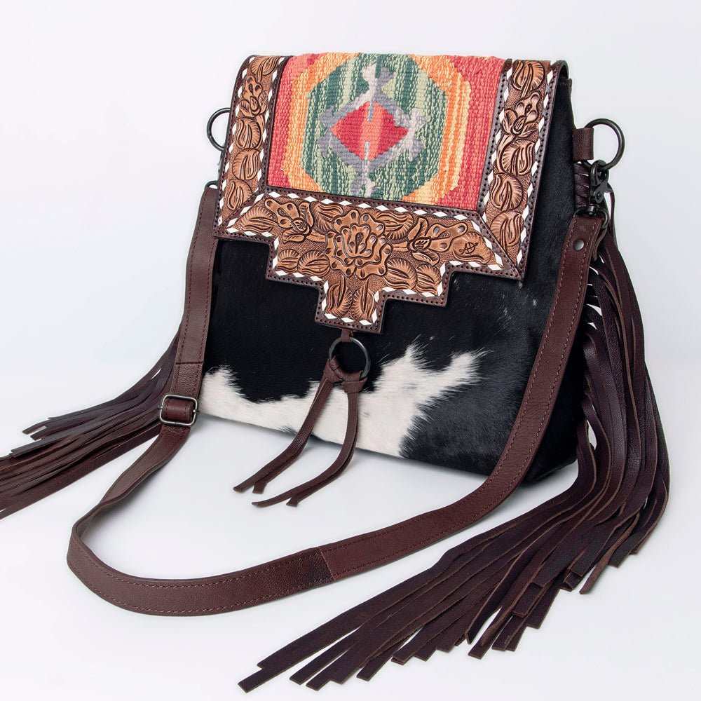 American Darling Crossbody Hand Tooled Hair-On Genuine Leather