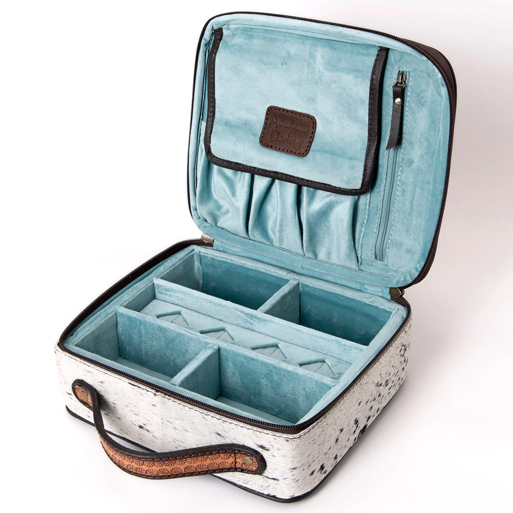 American Darling Jewelry Case Hand Tooled Hair-On Genuine Leather