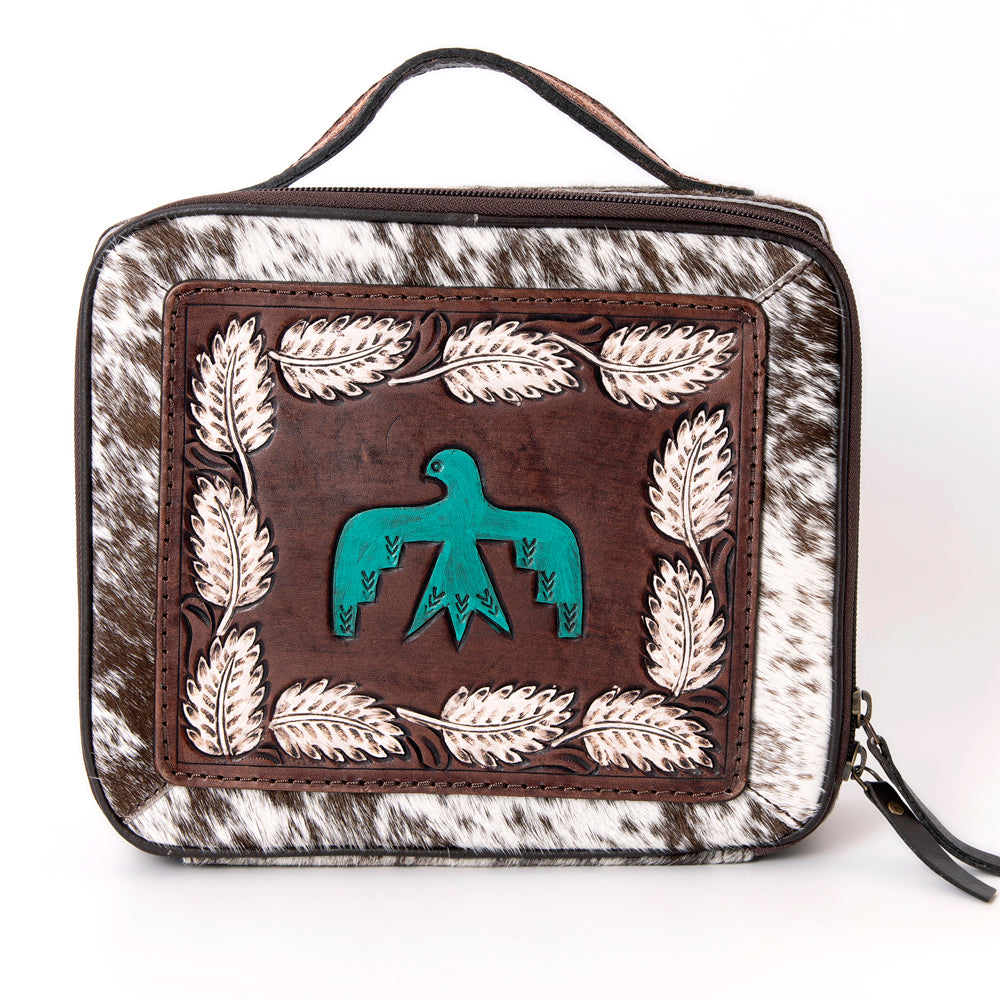 American Darling Jewelry Case Hand Tooled Hair-On Genuine Leather
