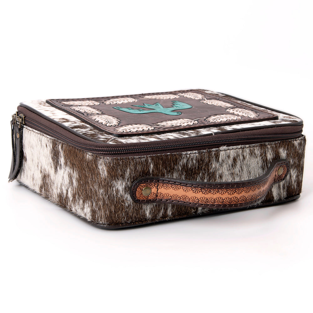 American Darling Jewelry Case Hand Tooled Hair-On Genuine Leather