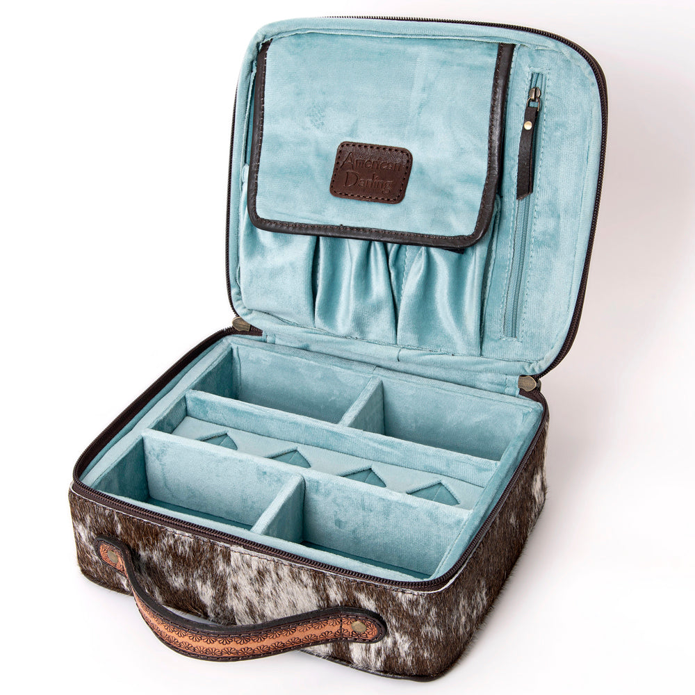 American Darling Jewelry Case Hand Tooled Hair-On Genuine Leather
