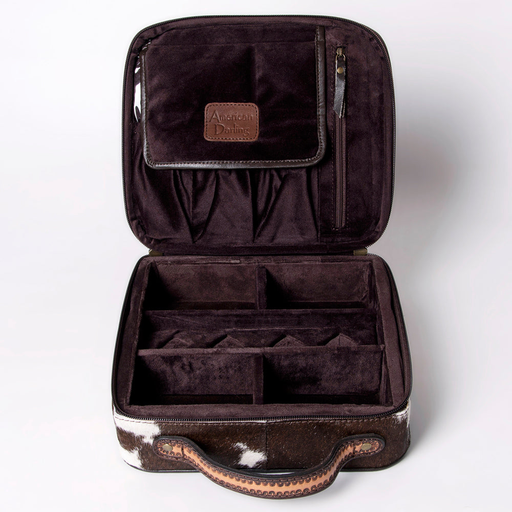 American Darling Jewelry Case Hand Tooled Hair-On Genuine Leather