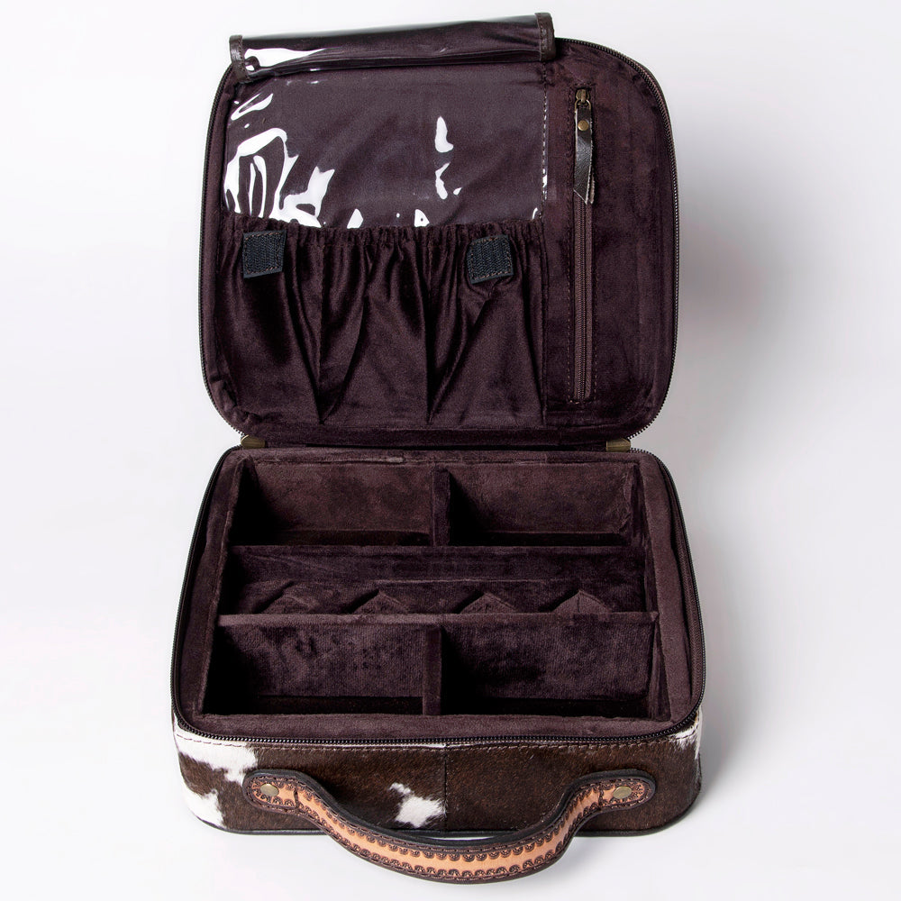 American Darling Jewelry Case Hand Tooled Hair-On Genuine Leather