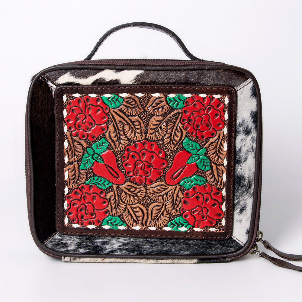 American Darling Jewelry Case Hand Tooled Hair-On Genuine Leather