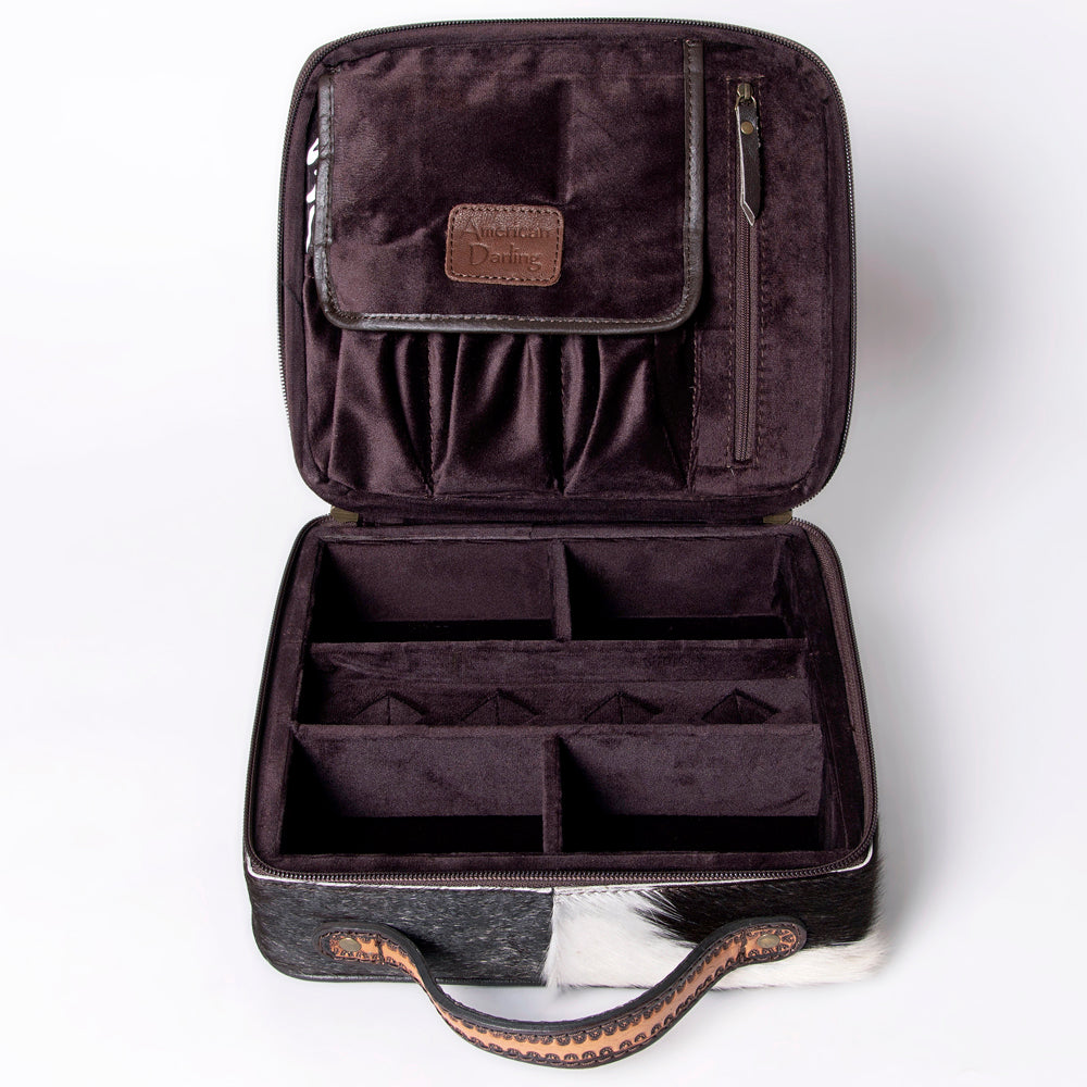 American Darling Jewelry Case Hand Tooled Hair-On Genuine Leather