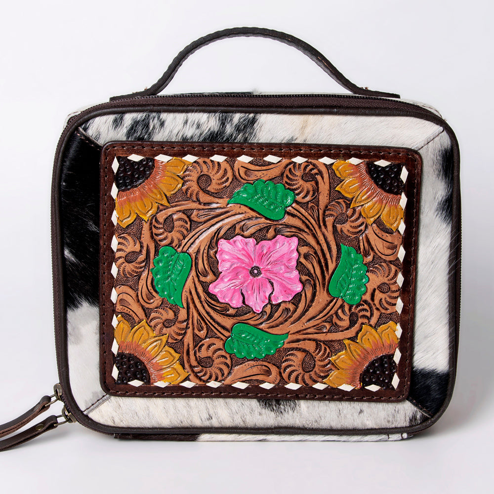 American Darling Jewelry Case Hand Tooled Hair-On Genuine Leather