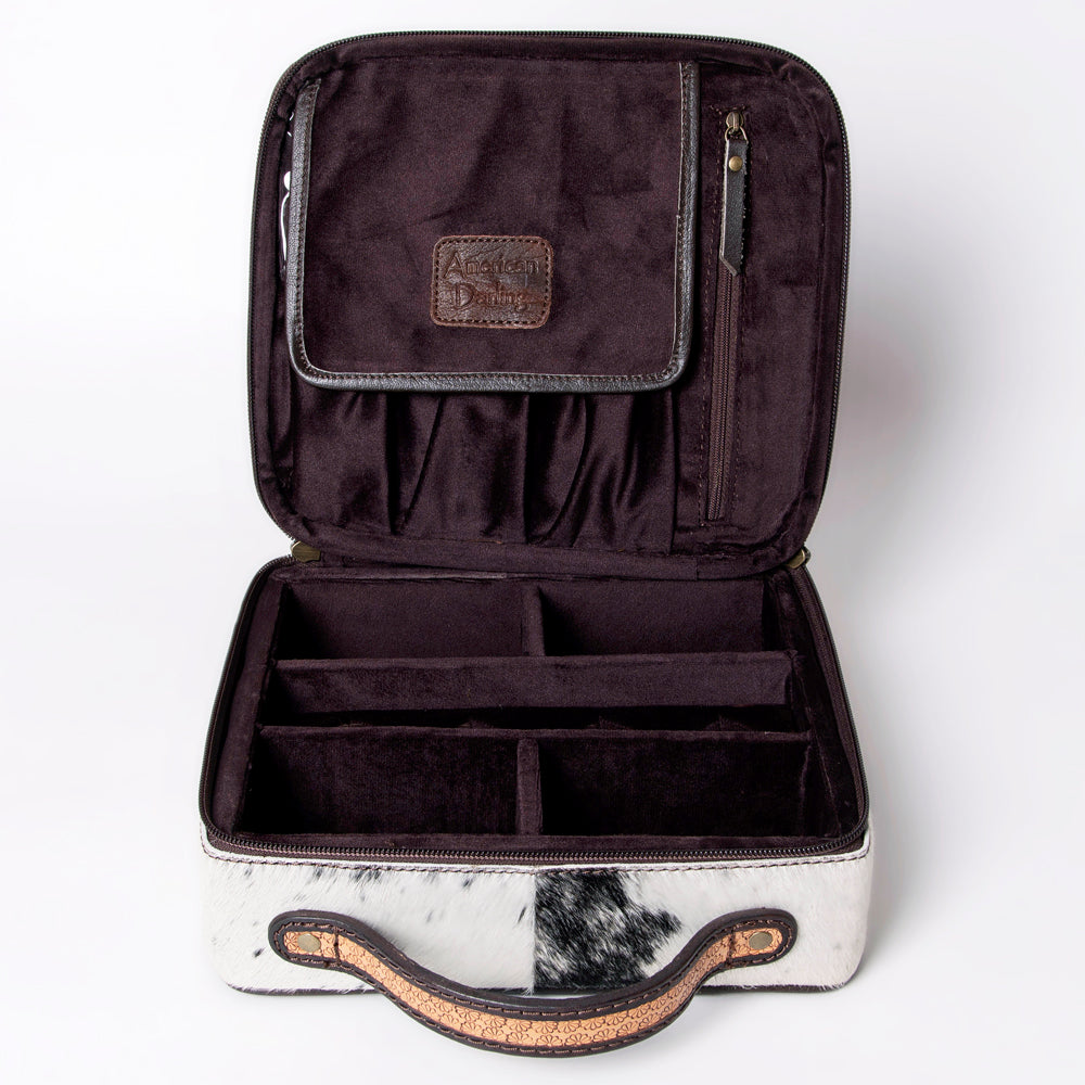 American Darling Jewelry Case Hand Tooled Hair-On Genuine Leather
