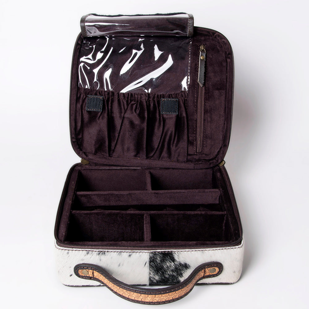 American Darling Jewelry Case Hand Tooled Hair-On Genuine Leather